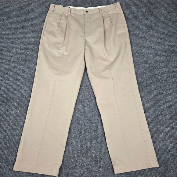 Orvis Other - Orvis Mens Pleated Front Chinos Khaki Tan Cotton Straight Leg Pants Size 40